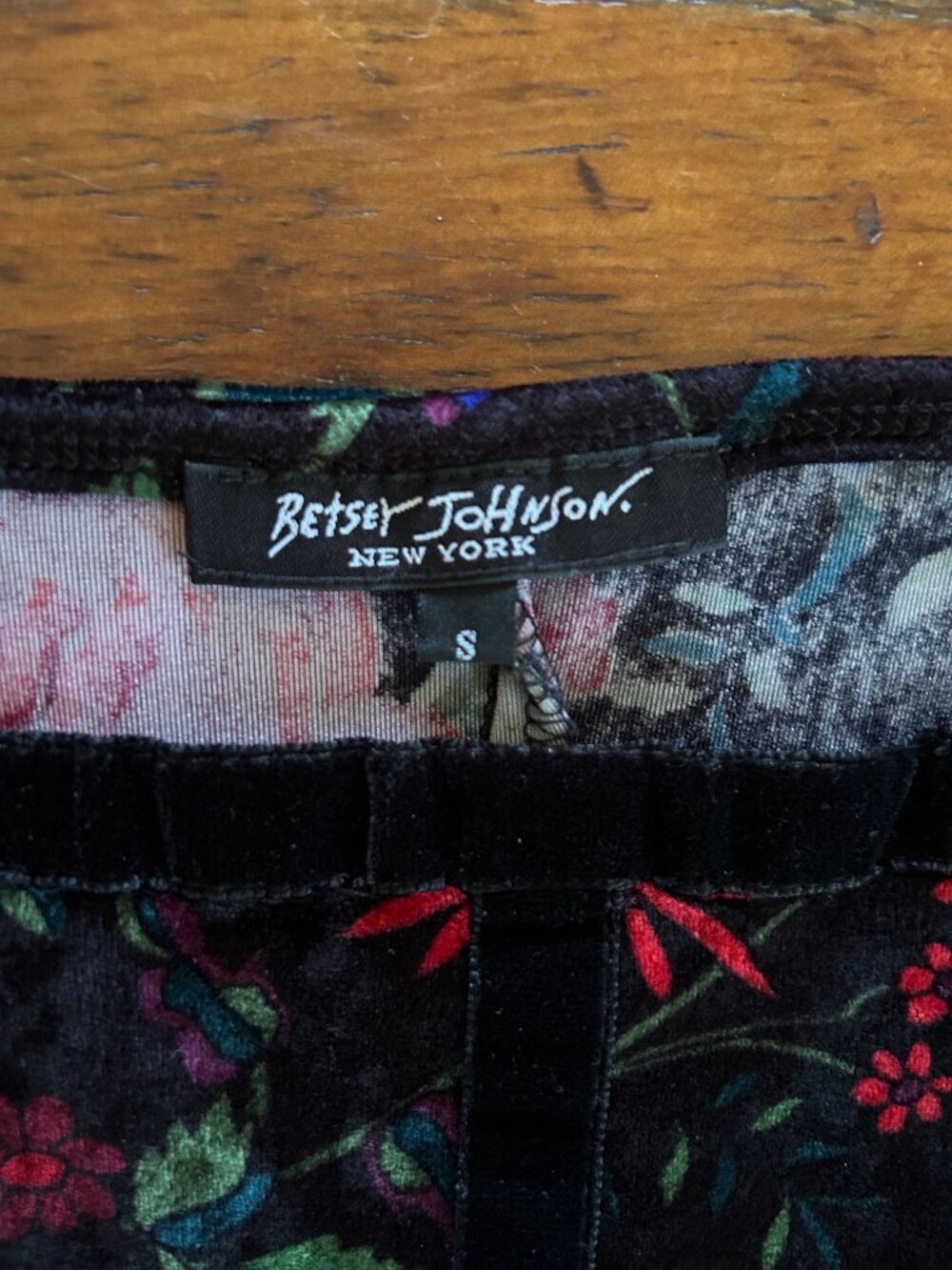 Vintage Betsey Johnson New York Velvet Floral Maxi Dress - Picture 8 of 8